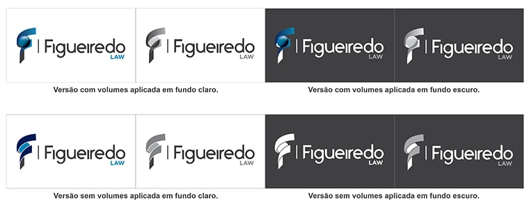 detalhe das versões do logo da Figueiredo Law