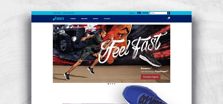 apresentação da landing page FEEL FAST ASICS